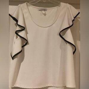The Vanity Room white ruffle sleeve blouse- XL